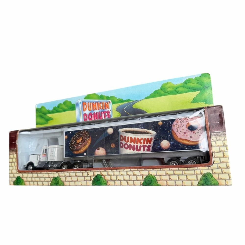 Dunkin Donuts Limited Edition Vintage 1995 Die Cast Metal Tractor Trailor Toy